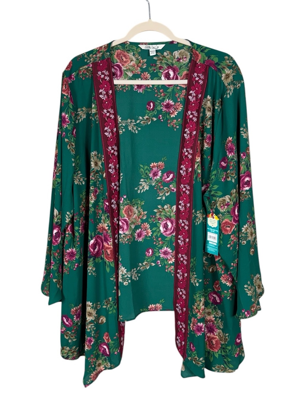 Womens Bohemian Floral Kimono Wrap Size XXL XXL Beach Coastal Romantic Bohemian
